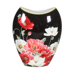 Elegant China Country Black Poppies Flowers Vase