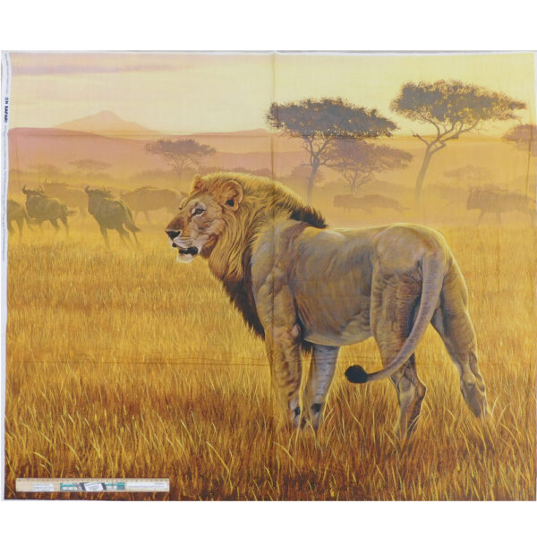 Patchwork Quilting Fabric On Safari African Lion 92x110cm