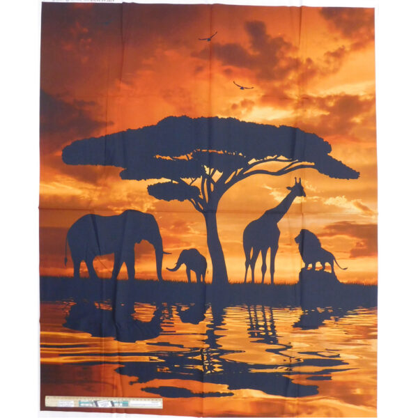 Patchwork Quilting Fabric African Safari Sunset Panel 90x110cm