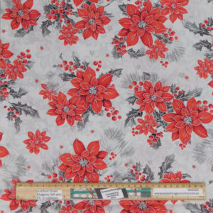 Quilting Patchwork Sewing Fabric Christmas Poinsettias 50x55cm FQ