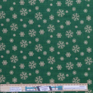 Quilting Patchwork Sewing Fabric Christmas Snowflakes Green 50x55cm FQ