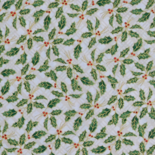 Quilting Patchwork Sewing Fabric Christmas Holly Leaves 50x55cm FQ