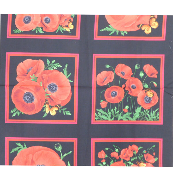 Patchwork Quilting Fabric Wild Poppy Flower Panel 61x110cm