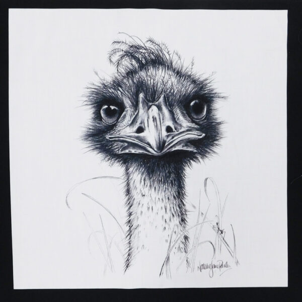 Patchwork Quilting Emu Possum Quokka Line Drawing Panel 40x110cm Fabric