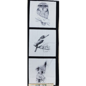 Patchwork Quilting Owl Kingfisher Koala Line Drawing Panel 40x110cm Fabric