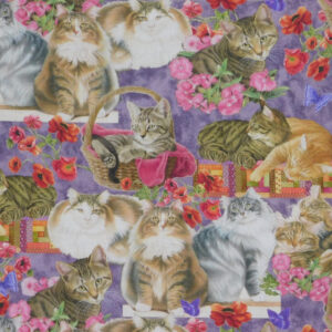 Quilting Patchwork Sewing Fabric Cats N Quilts Allover 50x55cm FQ