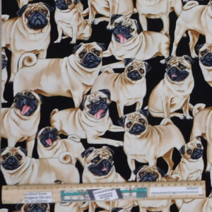 Quilting Patchwork Sewing Fabric Pugs Dogs Allover 50x55cm FQ