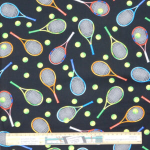 Quilting Patchwork Sewing Fabric Tennis Racquets Allover 50x55cm FQ
