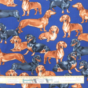 Quilting Patchwork Sewing Fabric Dachshund Dogs Allover 50x55cm FQ