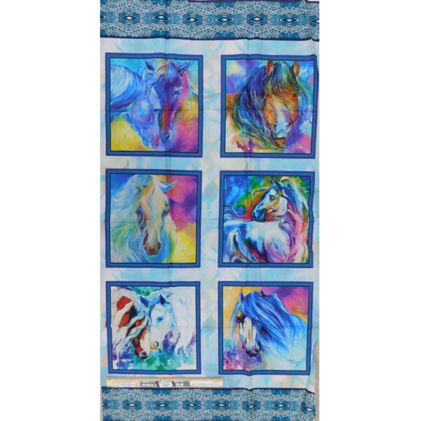 Patchwork Quilting Fabric Christmas Coloured Horses 58x110cm