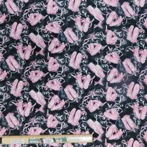 Quilting Patchwork Sewing Fabric Ballerina Black Shoes 50x55cm FQ