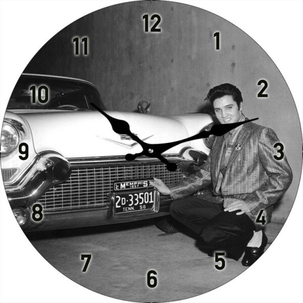 Clock French Country Vintage Look Wall Elvis Cadillac 17cm Small