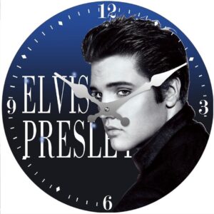 Clock French Country Vintage Look Wall Elvis Blue 17cm Small