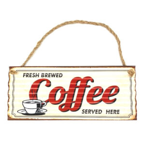 French Country Wall Art Tin Sign Fresh Brewed Coffee Corrugated