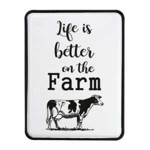 Country Metal Enamel Farmhouse Sign Life is Better at the Farm Plaque