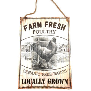 French Country Wall Art Tin Sign Farm Fresh Poultry Chicken Corrugated