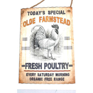 French Country Wall Art Tin Sign Farmstead Fresh Poultry Chicken Corrugated