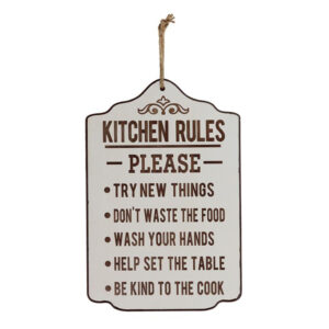 Country Wooden Farmhouse Sign Kitchen Rules Plaque