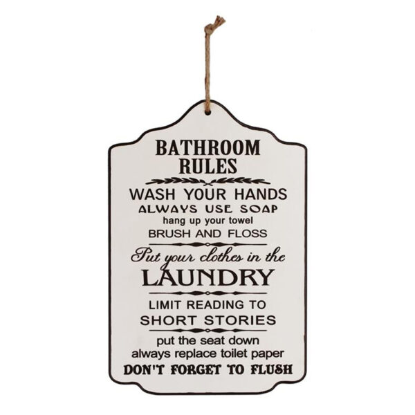 Country Wooden Farmhouse Sign Bathroom Rules Plaque