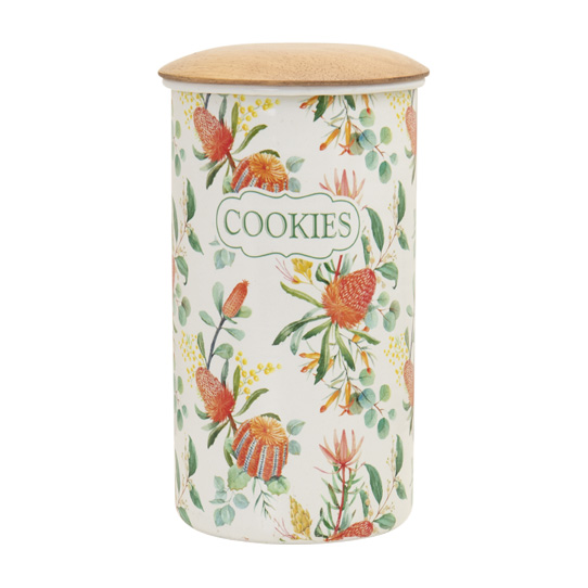 Metal Enamel Retro Kitchen Tall Canister COOKIES Florin Biscuit Tin