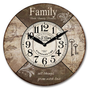 Clock Wall Hanging French Country Faith Family Friends 29cm