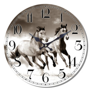 Clock Wall Hanging French Country Horses 29cm