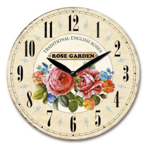 Clock Wall Hanging French Country Rose Garden 29cm