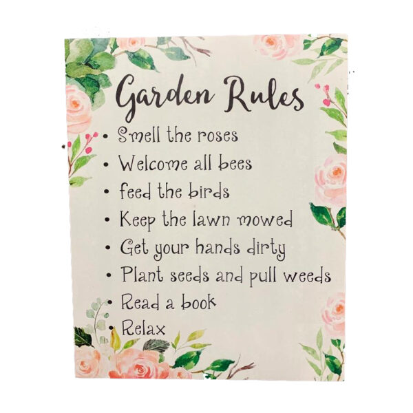 Country Wooden Hanging Sign Garden Rules Plaque 28x35cm