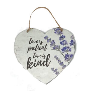 Country Wooden Hanging Sign Love is Patient Heart Plaque