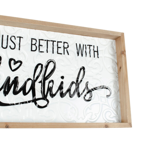 Country Farmhouse Sign Life Better with Grandkids Metal Framed Wall Art