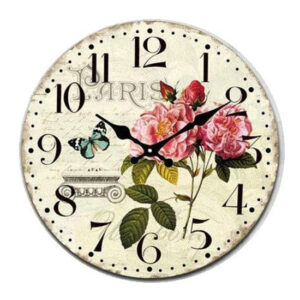 Clock French Country Wall Clocks 30cm Paris Roses De Fleur