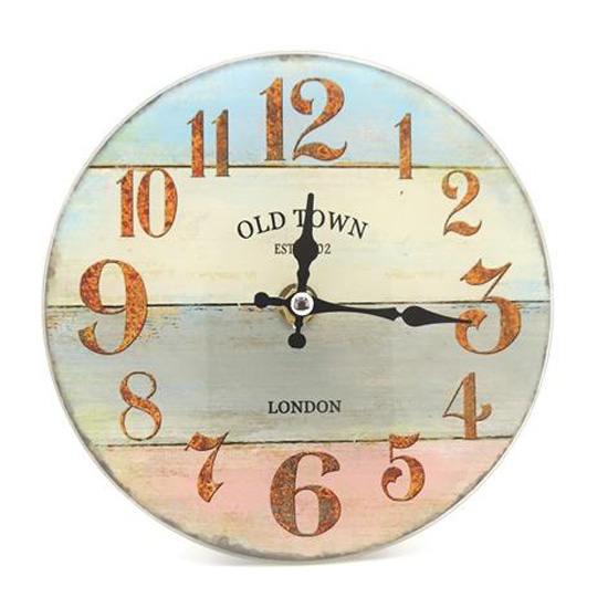 Clock French Country Wall Clocks 30cm Old Town Pastel Glass