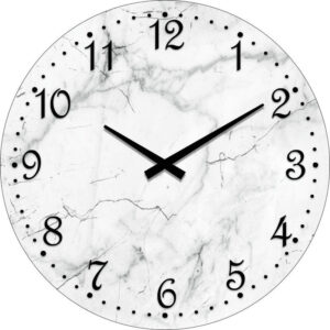French Country Retro Wall Clock 30cm White Marble Glass