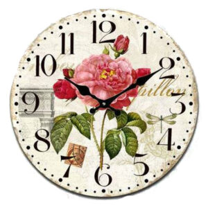 Clock French Country Wall Hanging Antique Rose 17cm Small