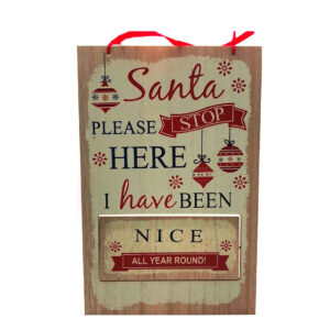 Country Wooden Sign Santa Please Stop Here Christmas Plaque