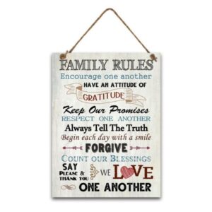 Country Wooden Printed Sign Family Rules Large 28x40cm Plaque