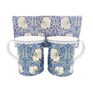 Elegant Kitchen Tea Coffee William Morris Blue Mugs Cup Set 2 Boxed