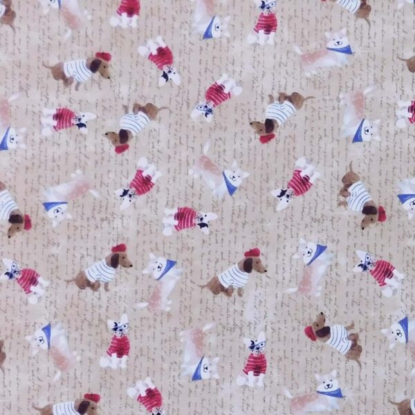 Quilting Patchwork Sewing Fabric French Dogs 50x55cm FQ