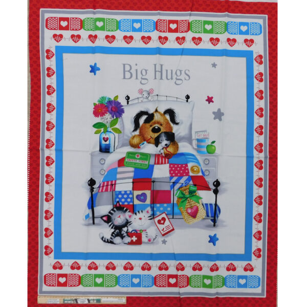 Patchwork Quilting Sewing Fabric Big Hugs Cat Panel 90x110cm