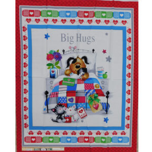 Patchwork Quilting Sewing Fabric Big Hugs Cat Panel 90x110cm