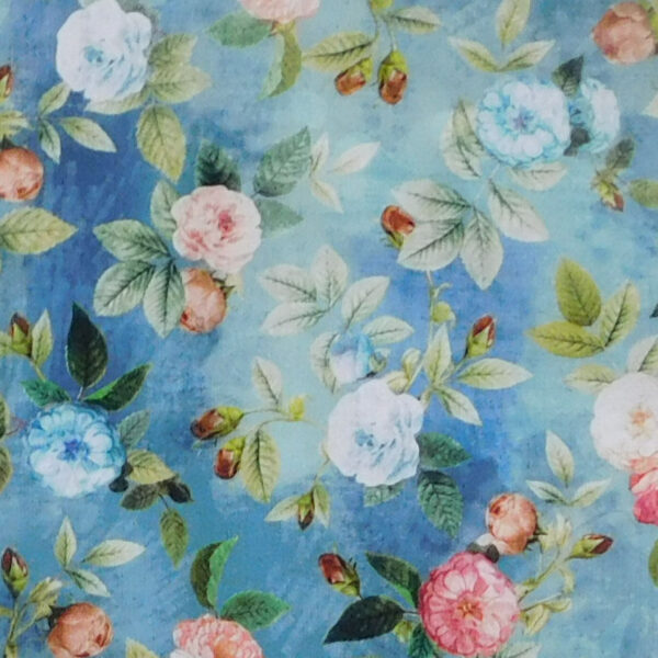 Quilting Patchwork Sewing Fabric Daniella Blue Floral 50x55cm FQ