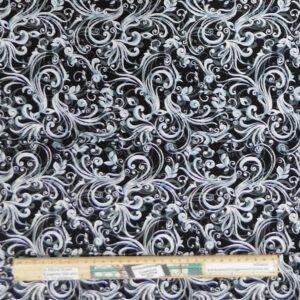 Quilting Patchwork Sewing Fabric Scroll Swirl Black 50x55cm FQ