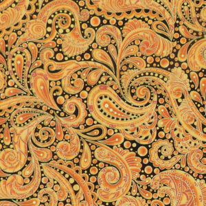 Quilting Patchwork Sewing Fabric Paisley Swirl Orange 50x55cm FQ