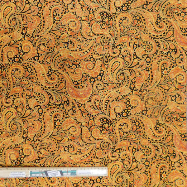 Quilting Patchwork Sewing Fabric Paisley Swirl Orange 50x55cm FQ