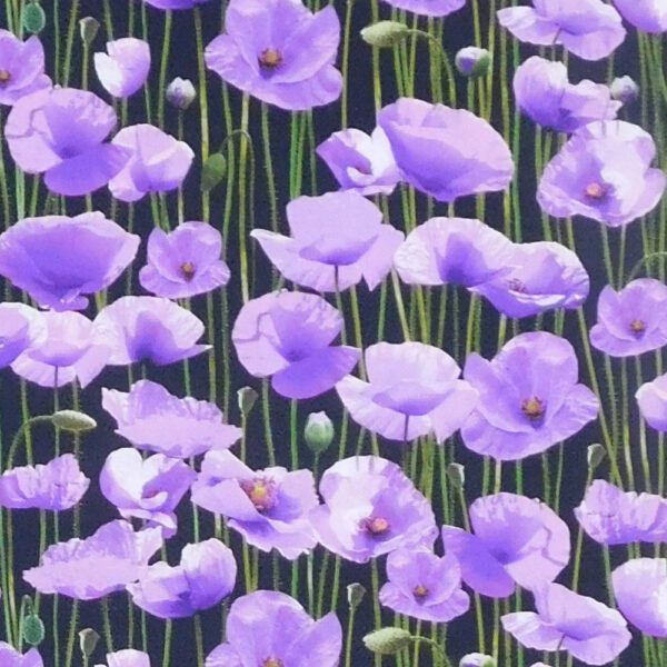 Patchwork Quilting Sewing Fabric ANZAC Purple Poppies 1 Material 50x55cm FQ