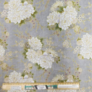 Quilting Patchwork Sewing Fabric Imperial White Flowers Grey 50x55cm FQ
