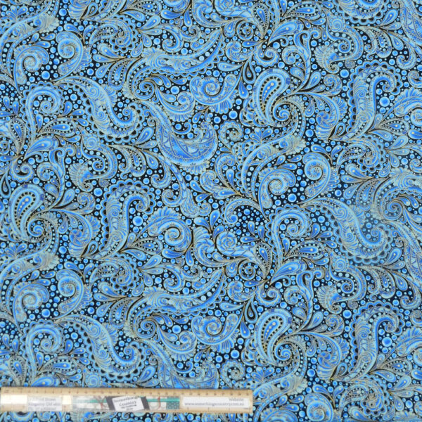 Quilting Patchwork Sewing Fabric Paisley Swirl Blue 50x55cm FQ