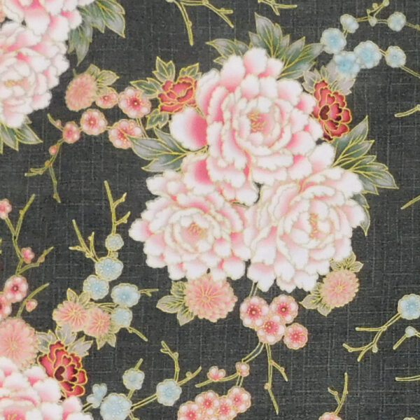 Quilting Patchwork Sewing Fabric Imperial Pink Flowers Olive 50x55cm FQ