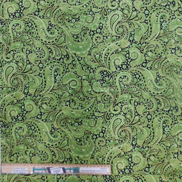 Quilting Patchwork Sewing Fabric Paisley Swirl Lime 50x55cm FQ