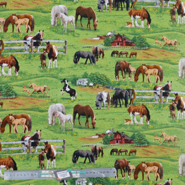 Quilting Patchwork Sewing Fabric Farm Animals Horses 50x55cm FQ